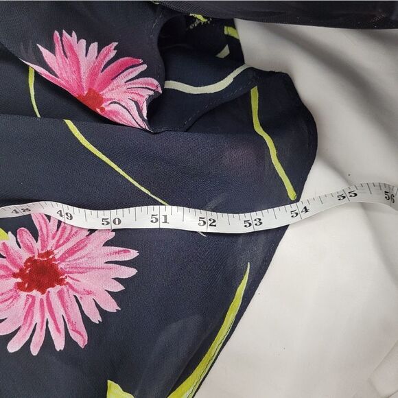 VINTAGE 90s dress pink daisy black empire waist short sleeve maxi M - Picture 10 of 10